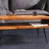 Table basse 90cm en bois de sesham massif avec grande niche ouverte