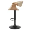 Chaise de bar bois plaqué de chêne et simili cuir beige, rotative à 360°