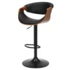Tabourets de bar simili cuir noir et bois de noyer foncé