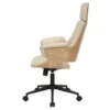 Chaise de bureau en bois plaqué de chêne et simili cuir beige