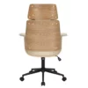 Chaise de bureau en bois plaqué de chêne et simili cuir beige