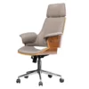Chaise de bureau tissu gris et bois de noyer