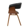 Chaise de salle à manger simili cuir noir et bois de noyer