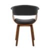 Chaise de salle à manger simili cuir noir et bois de noyer