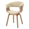 Chaise de salle à manger simili cuir beige et bois plaqué chêne