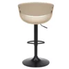 Chaise de bar bois plaqué de chêne et simili cuir beige, rotative à 360°