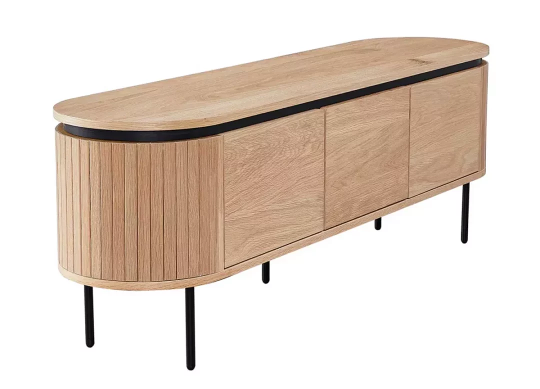 Meuble tv 160 cm bois clair 3 portes
