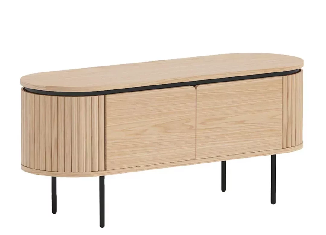 Meuble TV 120 cm en bois plaqué chêne
