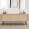 Meuble tv 160 cm bois clair 3 portes