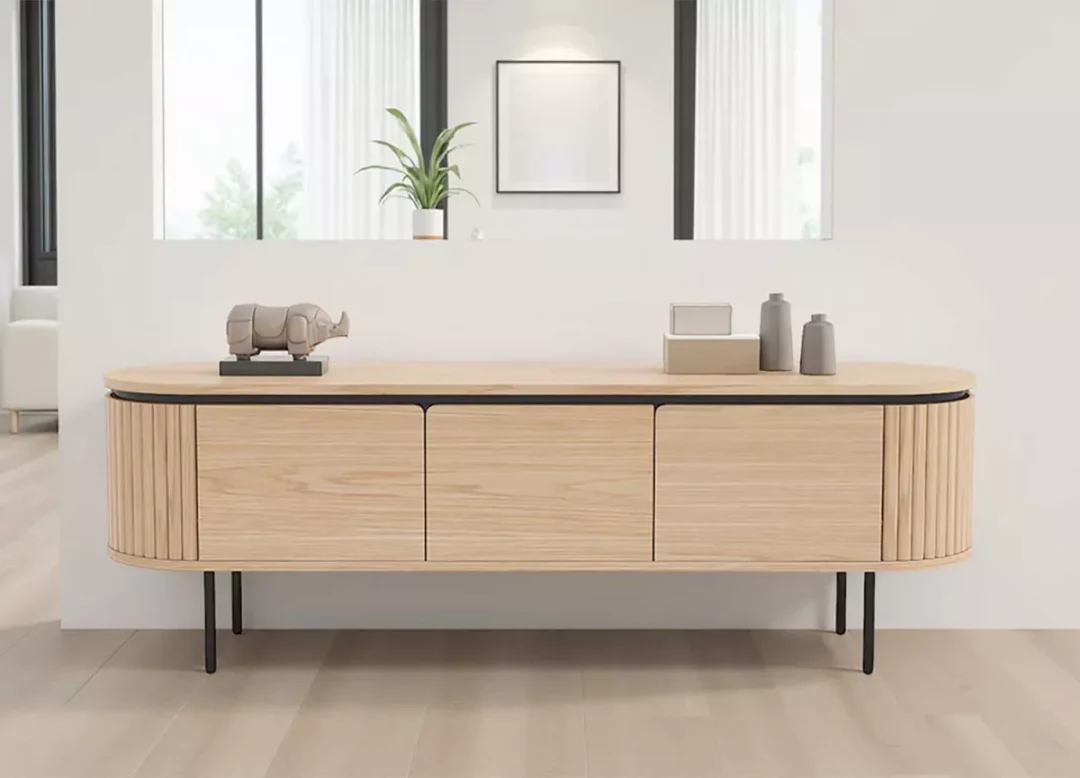 Meuble tv 160 cm bois clair 3 portes