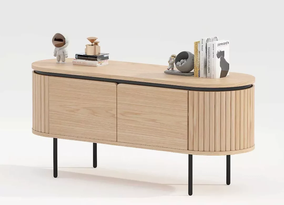 Meuble TV 120 cm en bois plaqué chêne
