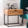 Table de chevet en bois de manguier massif