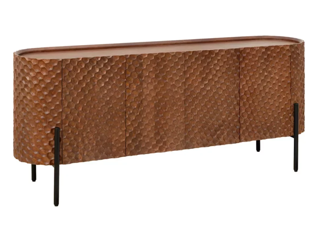 Buffet en bois massif de manguier sculpté 177cm