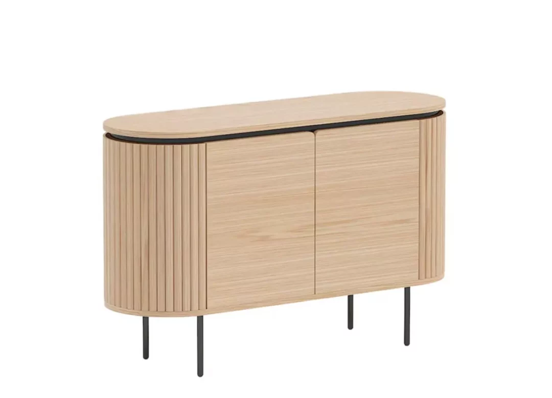 Buffet 2 portes placage bois de chêne naturel 120 cm