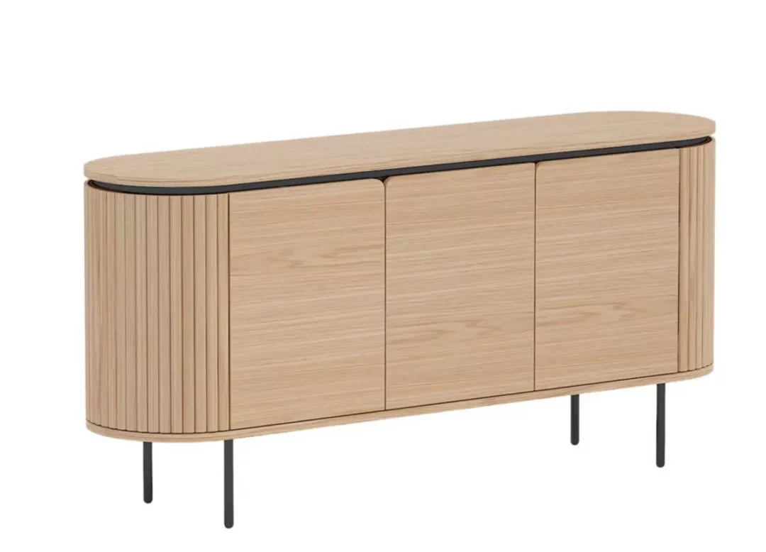 Buffet 160 cm en bois plaqué de chêne 3 portes