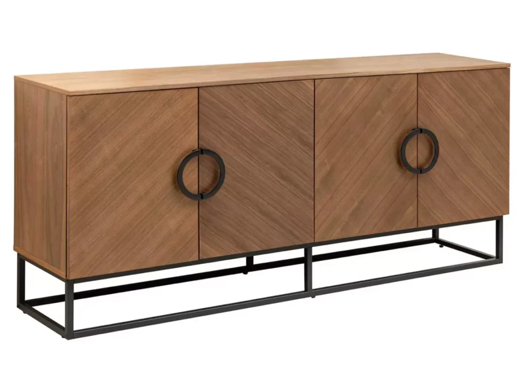 Buffet 4 portes de 180 cm en bois de noyer foncé