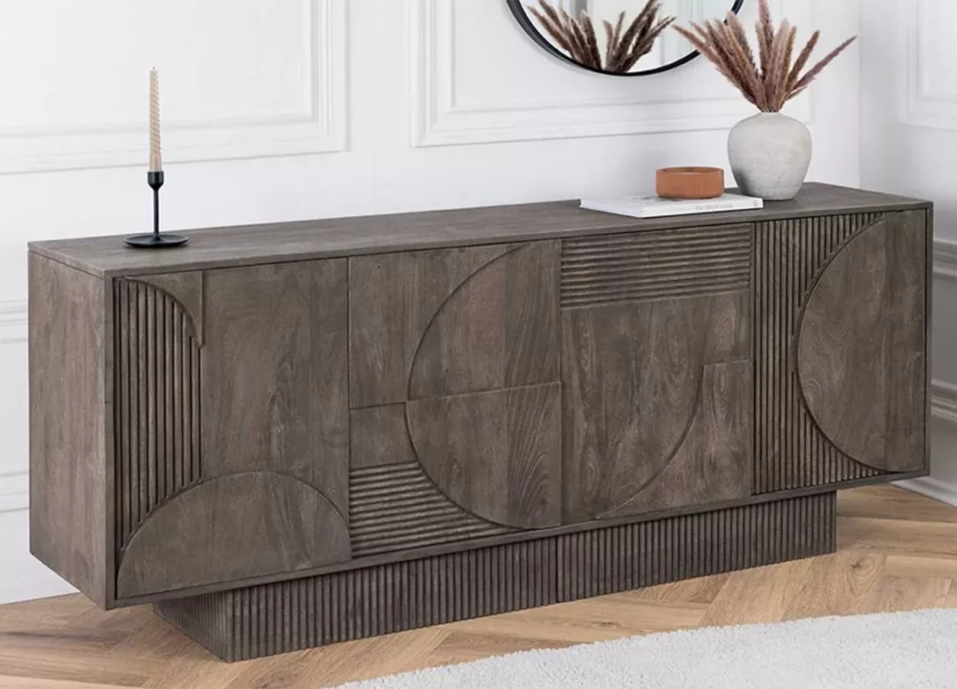 Buffet 170cm en bois de manguier décor 3d