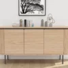 Buffet 160 cm en bois plaqué de chêne 3 portes