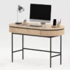 Bureau 120 cm en bois plaqué pieds métal noir