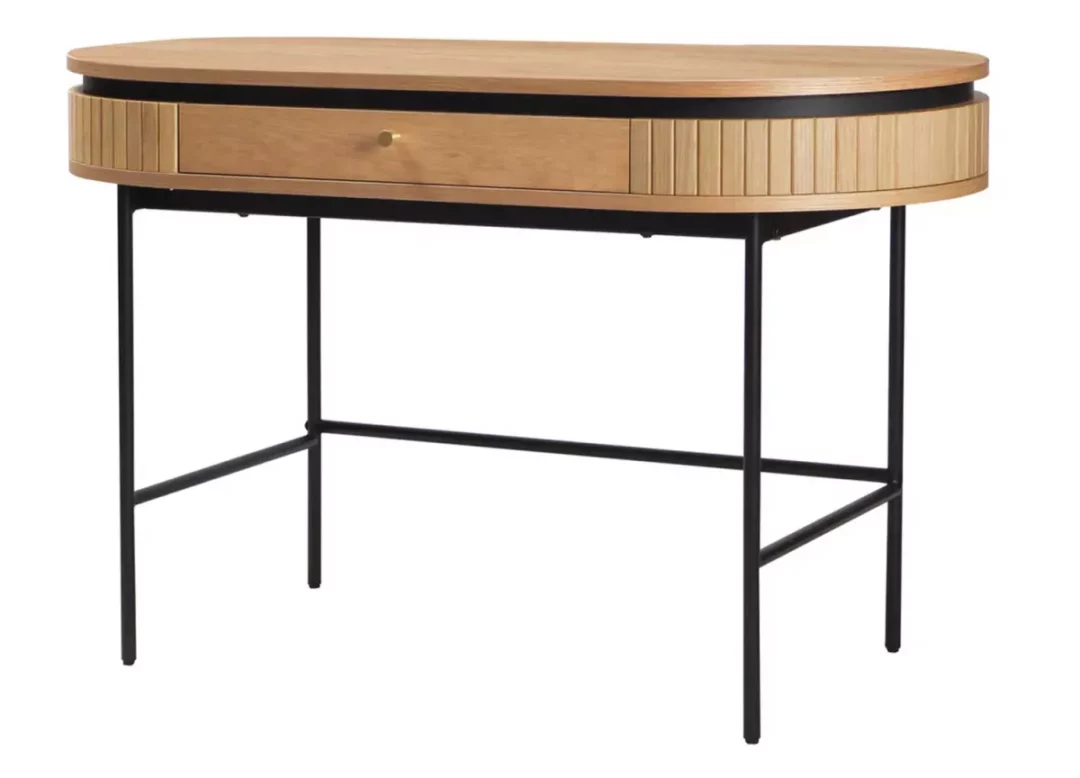 Bureau 120 cm en bois plaqué pieds métal noir