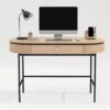 Bureau 120 cm en bois plaqué pieds métal noir