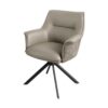 Chaise en cuir et tissu taupe - Taupe