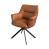 Chaise en cuir et tissu marron - Marron auburn