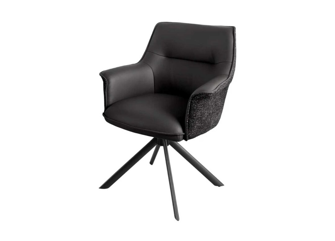 Chaise en cuir et tissu noir
