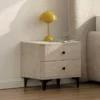 Chevet en tissu bouclé grège 2 tiroirs