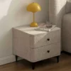 Chevet en tissu bouclé grège 2 tiroirs