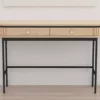 Console en bois plaqué chêne 120 cm 2 tiroirs