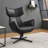 Fauteuil de salon en simili cuir noir rotatif à 360°