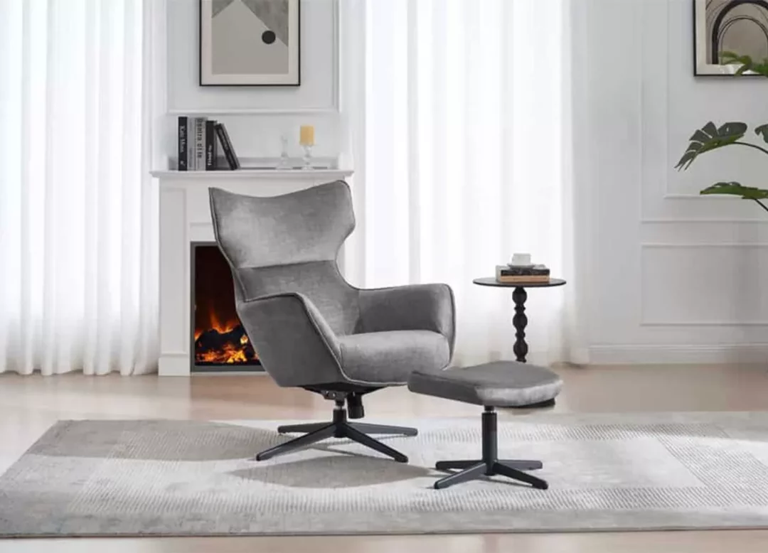Fauteuil de salon en velours gris