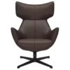 Fauteuil de salon en simili cuir marron