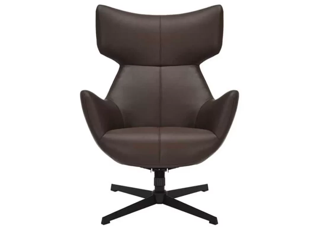 Fauteuil de salon en simili cuir marron