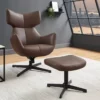 Fauteuil de salon en simili cuir marron