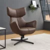 Fauteuil de salon en simili cuir marron