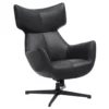 Fauteuil de salon en simili cuir noir rotatif à 360°