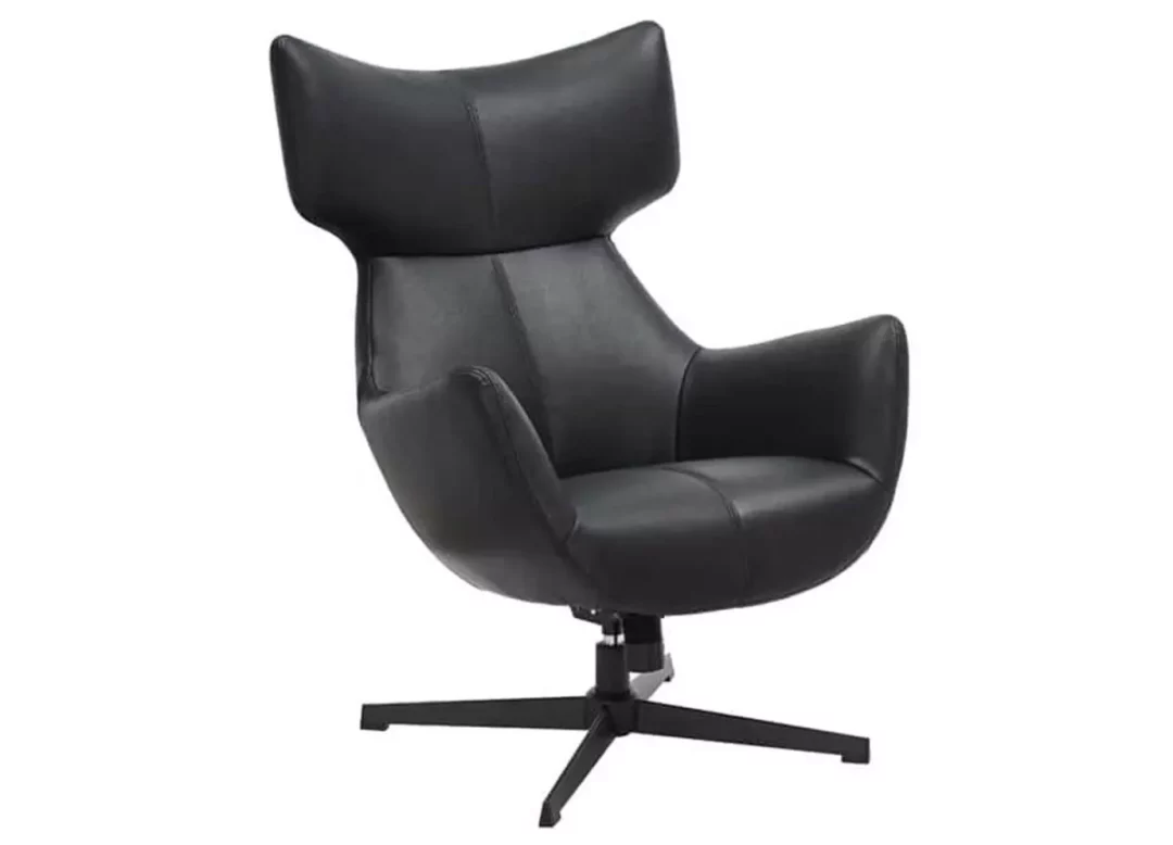 Fauteuil de salon en simili cuir noir rotatif à 360°