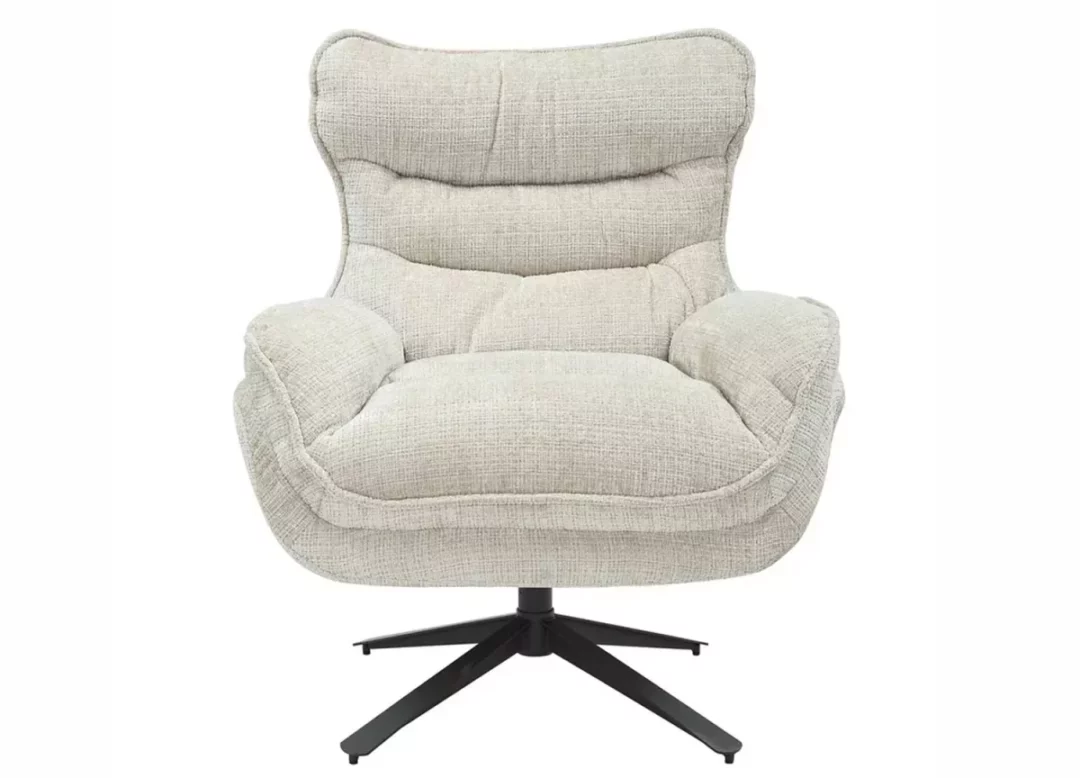 Fauteuil tissu texturé beige rotatif à 360°