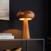 Lampe de table en bois d'acacia massif forme champignon