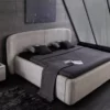 Lit coffre 180 x 200 cm en tissu bouclé grège