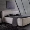 Lit coffre 180 x 200 cm en tissu bouclé grège