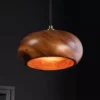 Lustre suspendu en bois massif forme champignon