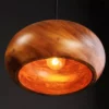 Lustre suspendu en bois massif forme champignon