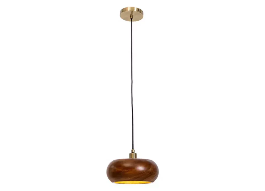 Lustre suspendu en bois massif forme champignon