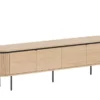 Meuble TV 200 cm en bois plaqué chêne clair 4 portes