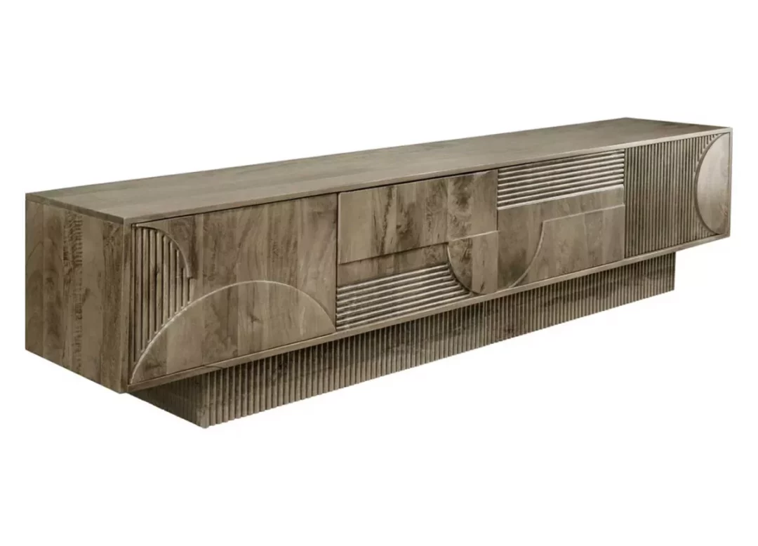 Meuble TV 200cm en bois de manguier massif grisé