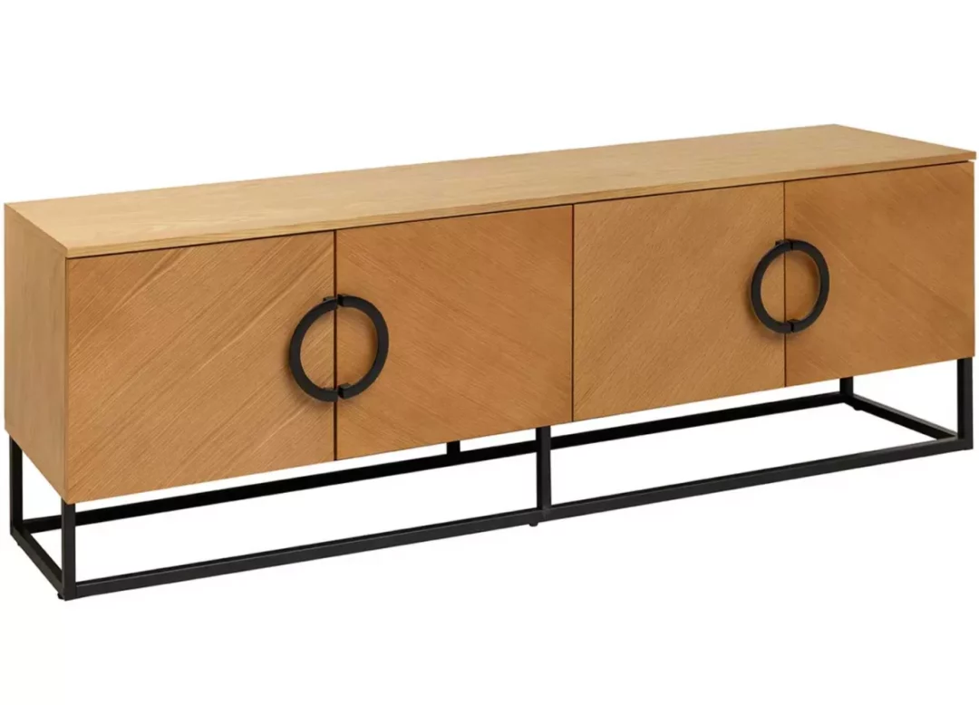 Meuble tv 180cm bois plaqué chêne clair