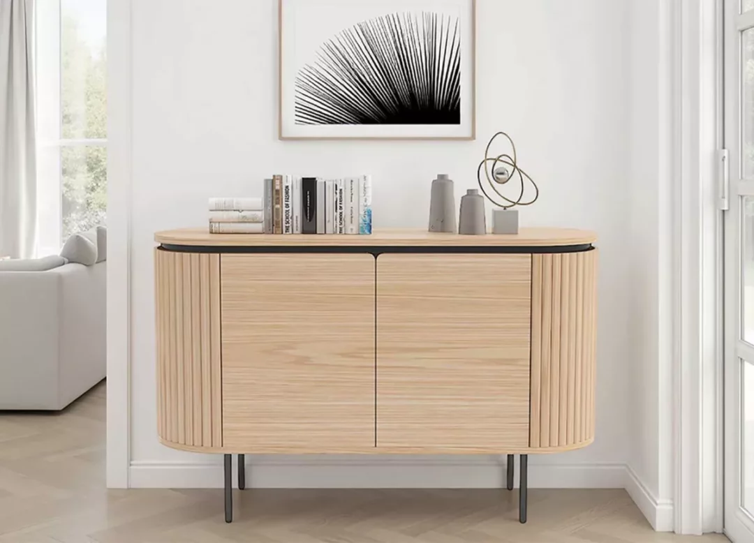 Buffet 2 portes placage bois de chêne naturel 120 cm
